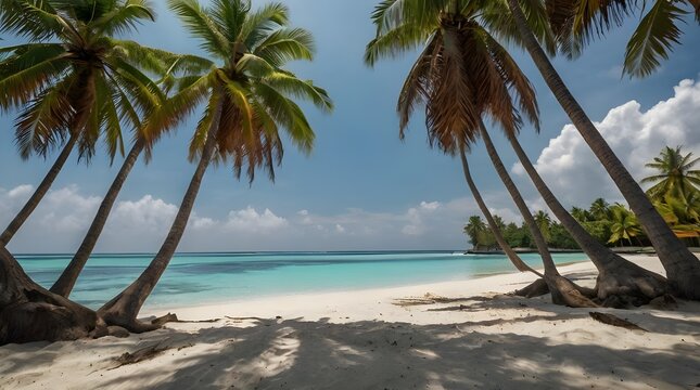 Beach with palm trees.