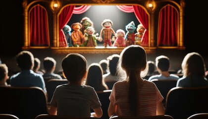 Children Watching Puppet Show in Theater