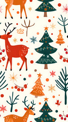 Seamless pattern of Christmas images