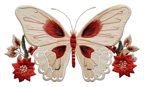 PNG Embroidery butterfly pattern animal. AI generated Image by rawpixel.