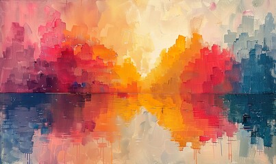 Naklejka premium A watercolor painting of an old European cityscape in colorful colors