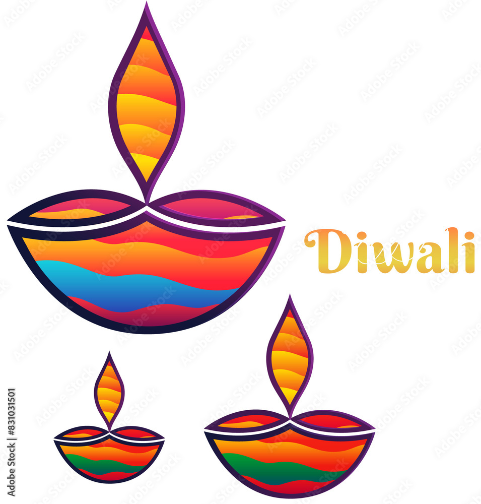 Poster Creative paper cut style oil lamps on shiny purple greeting card design for Indian Festival Diwali celebration.