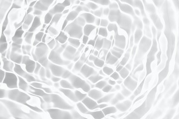 Abstract white water ripple surface. Transparent clear water shadow on white background. Sunlight effect on surface of defocus blurred water. Natural summer shining pattern texture background