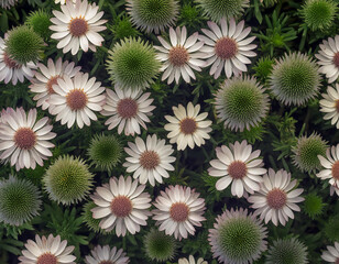 Top view of white and yellow daisies flowers backgrounds /wallpaper.  Colorful daisy flowers in bloom