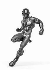 futuristic astronaut is ready to fight on white background