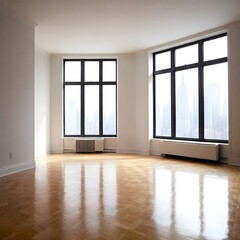 Fototapeta premium An empty loft livingroom penthouse NY,Madrid,London for Augmented reality mockup pattern frame