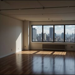 Fototapeta premium An empty loft livingroom penthouse NY,Madrid,London for Augmented reality mockup pattern frame