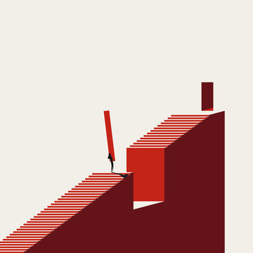 Business challenge and solution vector concept. Symbol of overcoming, creativity, bridge gaps. Minimal illustration.