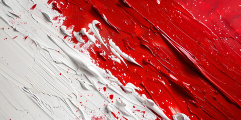 Abstract acrylic paint in white and red color palette Colorful wal