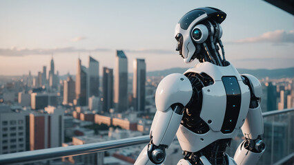 City Conquering Robots Look Down From High