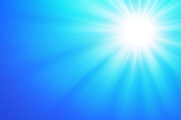 Pop art background. Comic pattern with starburst and halftone. Blue banner with dots and beams. Cartoon retro sunburst effect. Vintage sunshine texture. Funny superhero print. Vector illustration.