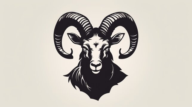 recommend clip art: Mountain goat head face black silhouette outline log