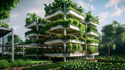 Urban Oasis: Futuristic Vertical Farm Integrating Advanced Hydroponic Systems
