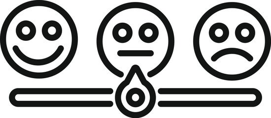 Customer satisfaction scale icon with feedback emoticons and happysad rating faces for service quality control level measurement in business concept performance review