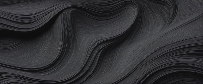black anthracite gray waving lines texture background banner illustration wallpaper 