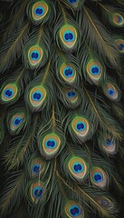 Peacock feathers on dark, wonderful wall paper