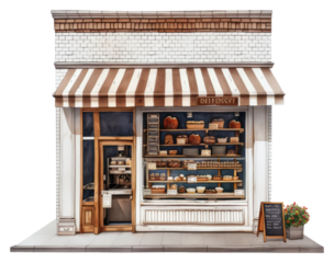PNG Architecture illustration bakery shop accessories blackboard dollhouse.