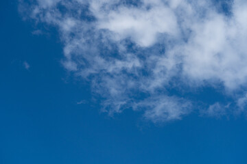Blue Sky with White Clouds, Sunny Cloudy Sky Texture Background, Fluffy Clouds Pattern, Sunny Cumulus