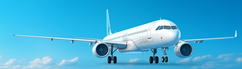 Obraz premium A topdown view of an airplane against a minimalist blue and white abstract background, clean lines, high resolution 8K , high-resolution, ultra HD,up32K HD