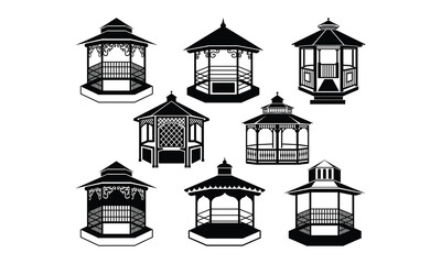 Fototapeta premium Gazebo Vector bundle, Baby Penguin Clipart, Silhouette, Vector, icons, illustration, design.