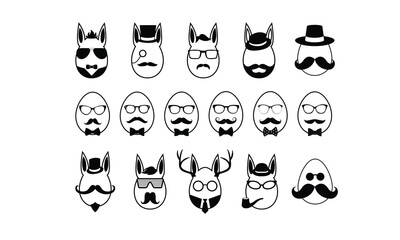 Hipster Easter lily Vector bundle, Baby Penguin Clipart, Silhouette, Vector, icons, illustration, design.