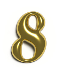 3d golden font number 8