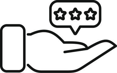 Vector icon of a hand presenting a threestar rating, symbolizing average customer feedback