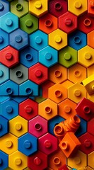 Burst of Color: Vibrant Lego-Style Honeycomb Pattern in High Resolution