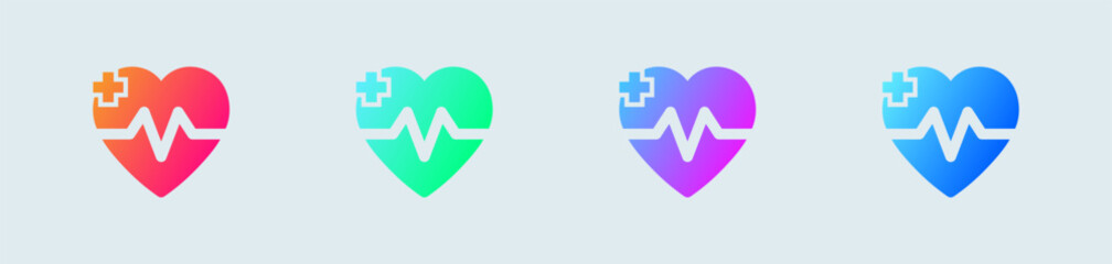 Heart beat solid icon in gradient colors. Health signs vector illustration.