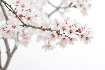 Obraz premium Delicate Pink and White Cherry Blossoms on a Branch