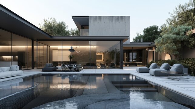 A sleek modernist residence with minimalist interiors and curated art collections