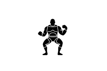 Silhouette of a Strong Man in a Fighting Stance