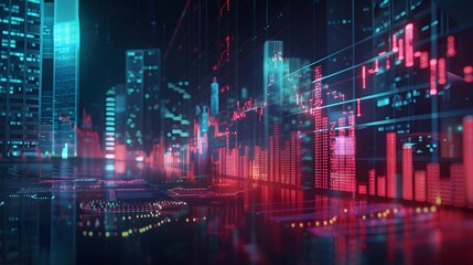 Bar Graph With Data Points and Illuminated Trading Charts