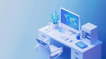 Isometric online medical consultation health care vector image