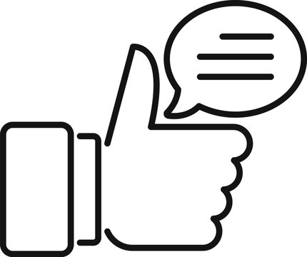 recommend clip art: Black outline vector of a hand giving thumbs up with a speech bubble