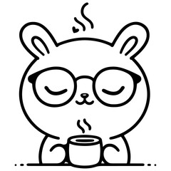 Coffee Bunny Vector Illustration Funny Rabbit Enjoying Morning Coffee, Perfect for Cafe Decor