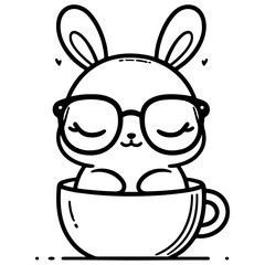Coffee Bunny Vector Illustration Funny Rabbit Enjoying Morning Coffee, Perfect for Cafe Decor