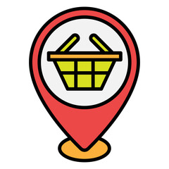 Illustration of Shopping Area Location design Filled Icon