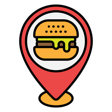 Illustration of Hamburger Location design Filled Icon