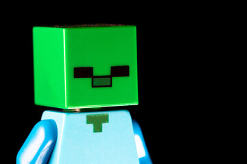 Naklejka premium LEGO Minecraft Zombie mob with green square face