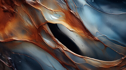 Obraz premium Abstract Fluid Art with Earth Tones and Blue Accents 
