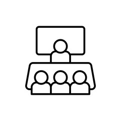 Meeting Presentation outline icons, minimalist vector illustration ,simple transparent graphic element .Isolated on white background