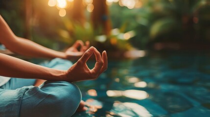 A person meditating in serene surroundings, cultivating inner peace and mental clarity through mindfulness practice, Created with Generative AI.