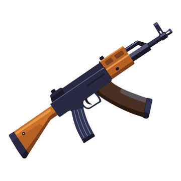 recommend clip art: Flat style AK47 rifle illustration for design, military, weapon, and security themes