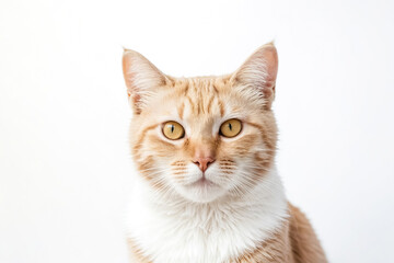 Close-up of a ginger cat with white chest looking at the camera
