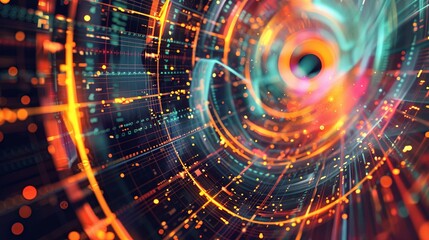 Obraz premium A spiral of bright colors and dots that looks like a tunnel