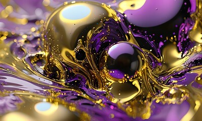 wallpaper depicting an alien face in flowing, swirling abstract art. All with gold and purple.