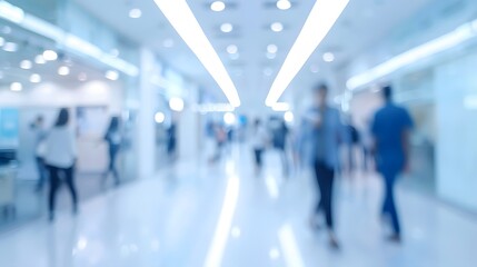 blurred image of doctor and patient people rush walking on hospital