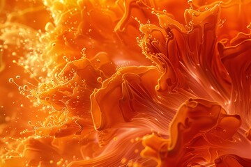 A vibrant macro shot of orange petals with intricate details and abstract patterns creating a mesmerizing visual effect.