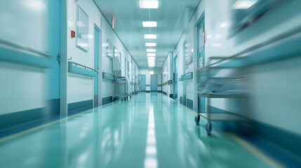 Fototapeta premium blurred image of doctor and patient people rush walking on hospital